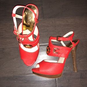 Hot Michael Kors red platform pump high heels 8.5
